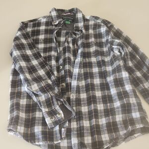 Report Collection Dark Green and White Plaid Casual Shirt